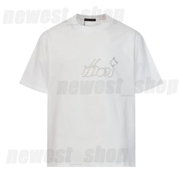 Men's Paris-Style Plus Size Luxury T-Shirt Classic letter print t shirt Summer Designer Beading printed Simple Cotton Casual tshirts white Tops tee