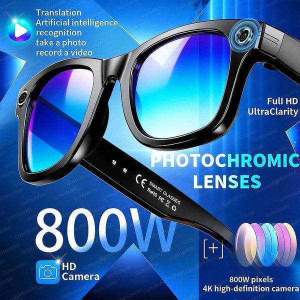 New 800W Camera AI Glasses Men Color-Changing Smart Translation Glasses Photo Video Recording Waterproof Call Smart Sunglasses T2605121JIF