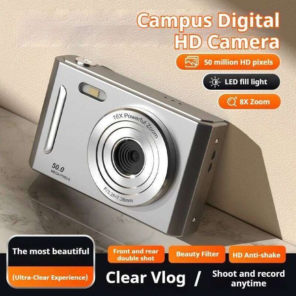 4K Digital Dual Screen 50MP HD Retro Portable CCD Card Camera with Flash Light 8x Zoom Auto Focus for Student Gifts 26L0512