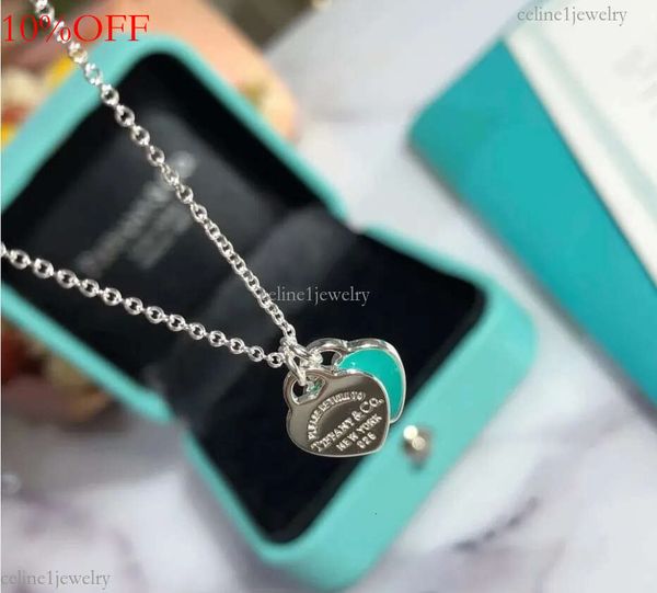 S925 Sterling Silver Blue Double Heart Necklace Pendant — compare prices at CompareOffers