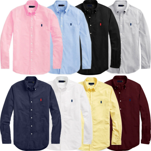 Luxury Men's Casual Shirts Long Sleeve Embroidery Button Down Social Business Tshirts Solid Colour Tops Blouse For Men Women