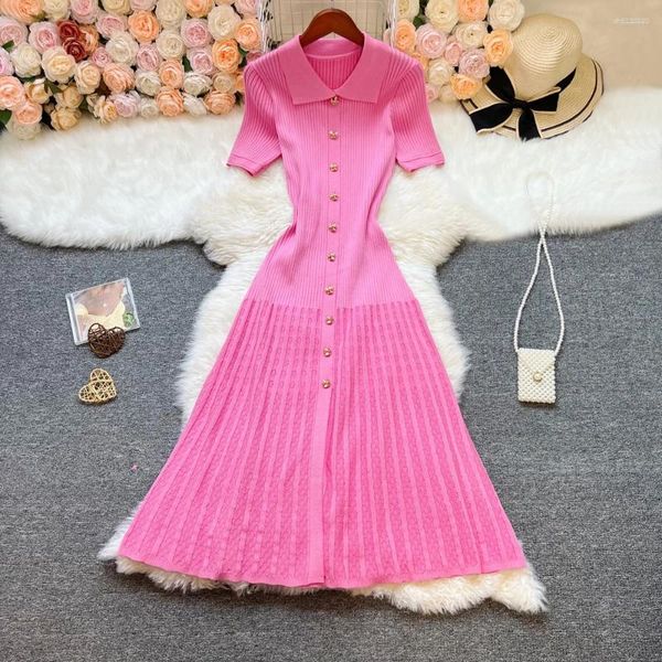 Casual Dresses YuooMuoo Brand Fashion Elegant Patchwork Knitted Long Dress Spring Summer Women Luxury Shirt Sweater Lady Party Vestido