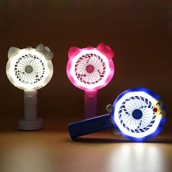 Luxury Designer Decor Summer High Fashion Cartoon Fan Portable Hand-Held Mini Cool Air Cooler USB Charging LED Light For Baby Kid Free room 6