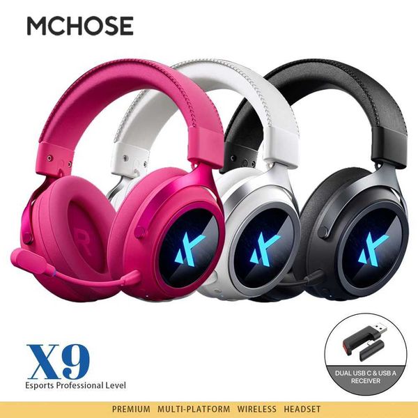 MCHOSE X9 Wireless Gaming Headset 53mm 71 Surround Sound C-Media Professional Sound Card Tri Mode 24G BT E-sports Headphones S260509