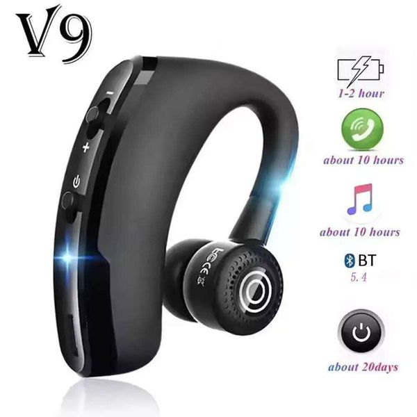 V9 Earphone Wireless Stereo HD Headphones With Mic For iPhone Samsung Huawei Phone Single Ear-hook Bluetooth Headset W260514