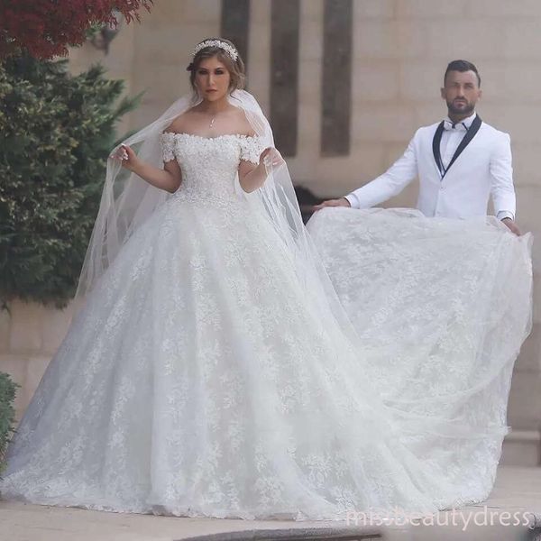 Dresses Princess Bridal Ball Lace Appliques Off Shoulder Wedding Gowns Petites Plus Size Custom Made