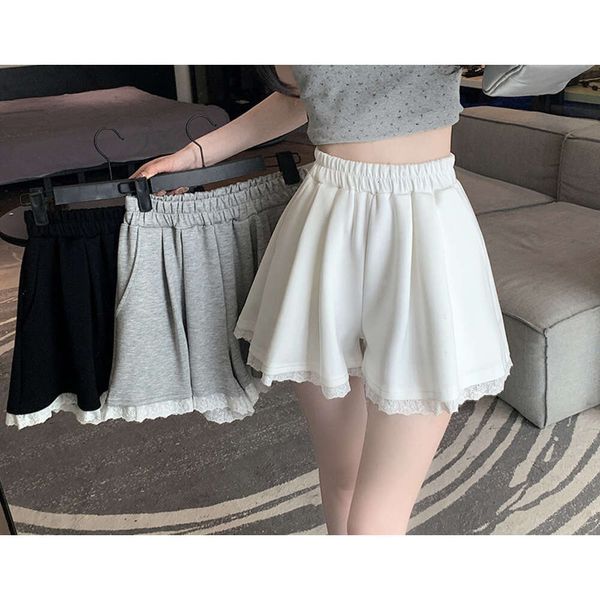 Lace Trim Wide Leg Summer Shorts