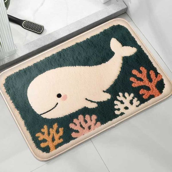 Cartoon animal shower room small carpet floor mat bathroom mat absorbent foot mat toilet mat decorative mat soft and comfortableJ260514