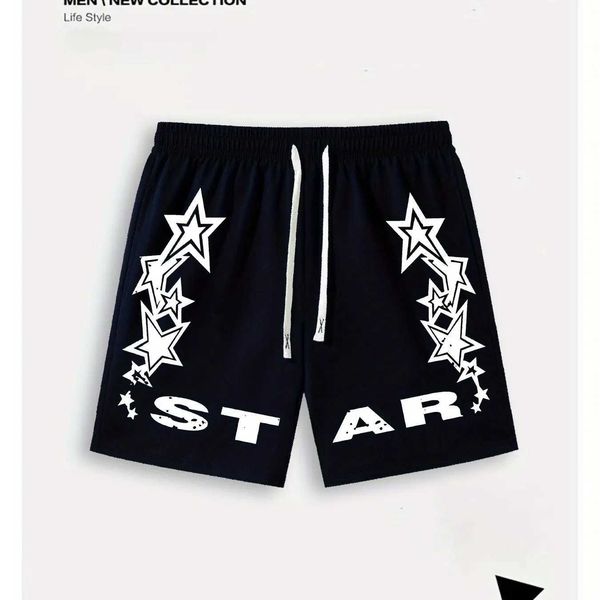 Summer Casual Shorts with Geometric Pattern Knitted Retro Hip-hop Gothic Style Shorts for Men