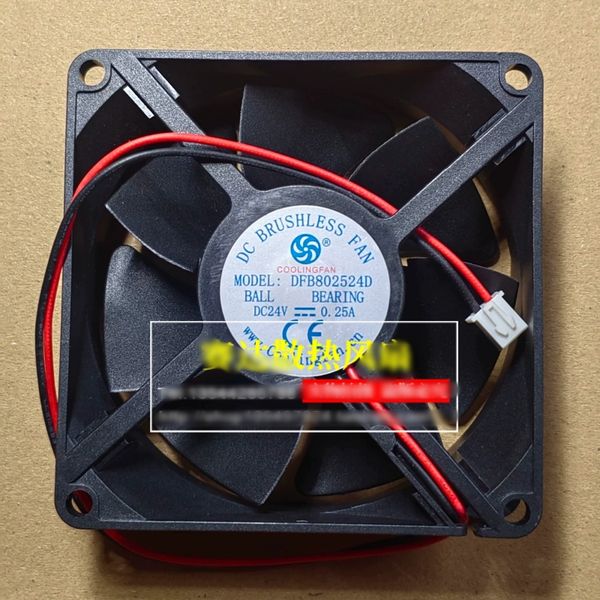 Free shipping, brand new DFB802524D 8025 24V 0.25A 8cm two-line ball cooling fan