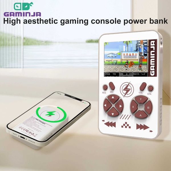 GAMINJA PB05 Mini Handheld Game Console Built-in 400 Games 5000mAh Battery Wireless Magnetic Power Bank Portable Game ConsoleJ260514