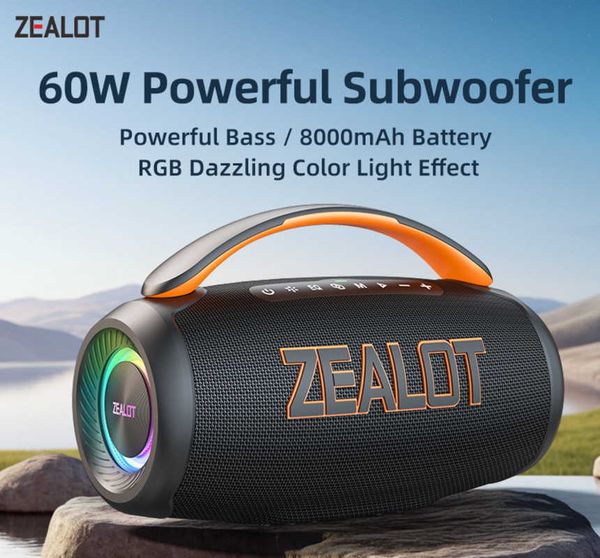 Zealot-P12 Speaker 60W Portable Bluetooth Speaker with IPX6 Waterproof Comfortable handleControllable lightingTFUSB S260513ROCR
