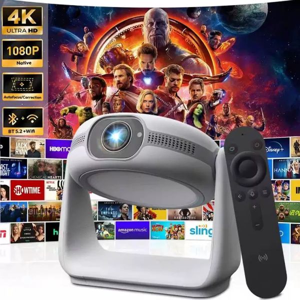 Native 1080P 4K Android 11 Projector Auto Keystone Focus Wifi6 BT5.2 Outdoor build in battery