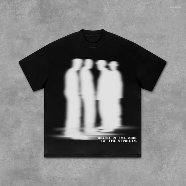 Men's T Shirts Street Atmosphere Virtual Shadow Characters Graphic Cotton T-Shirt Men Vintage Tshirt Streetwear Women Tops