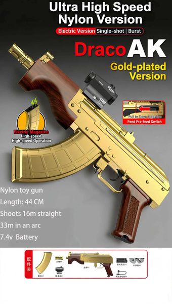 Ultimate AK47 Gel Blaster Electric Toy Gun 30M Extreme Range Nylon Construction Outdoor Shooting Game Gift for Adults TeensL26051585SM