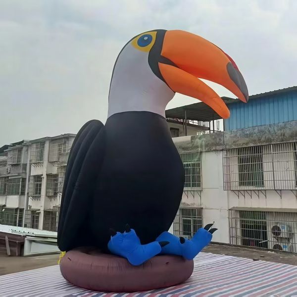 Inflatable Toucan Model Black Bird Mockup Outdoor Decoration or Promotion in Park