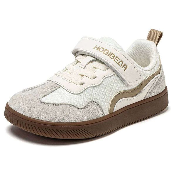 HOBIBEAR Kids Wide Toe Barefoot Hook Loop Minimalist Sneakers Artificial Leather Mesh Retro Walking Shoes for Big Kid J260514