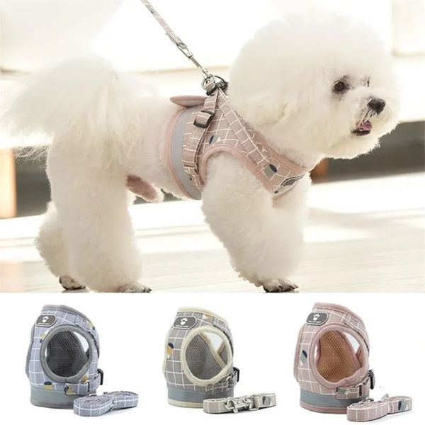 Harness Reflective Puppy Kitten Collars Breathable Mesh Adjustable Small Dog Cat Vest cologne Harnesses perfume Leash Pug Pet Supplies 001