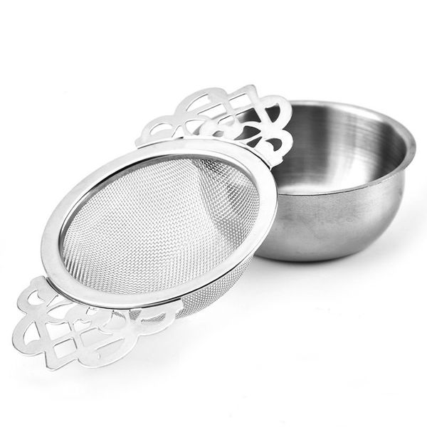 DHgate Lace Stainless Steel Tea Strainer Tea Filter with Bottom Cup Double Handle Bulk Filter Reusable Tea Strainer Teapot Accessories sold by DHgate