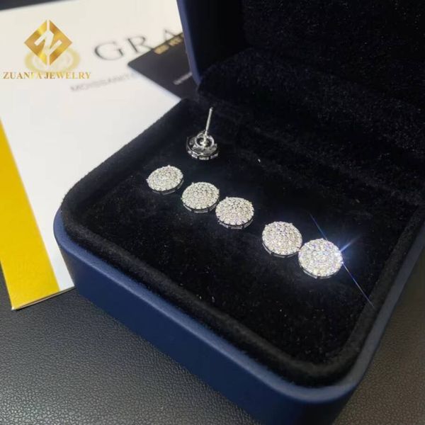 New Product Past Diamond Test Fashion Moissanite Stud Earring 925 Sterling Silver VVS Moissanite Iced Out Stud Earring with GRA