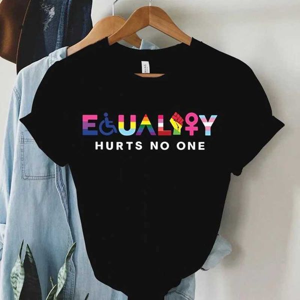 New Feminist Equty Hurts No One LGBTQ Print T Shirts Women Casual Round Neck Ts Top Summer Cool Loose Short Slve Z260515