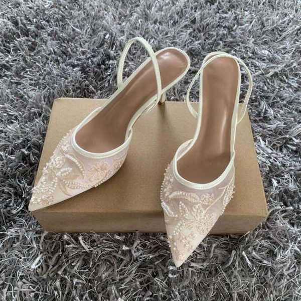 Zaraly White Wedding Heels Embroidered Flowers