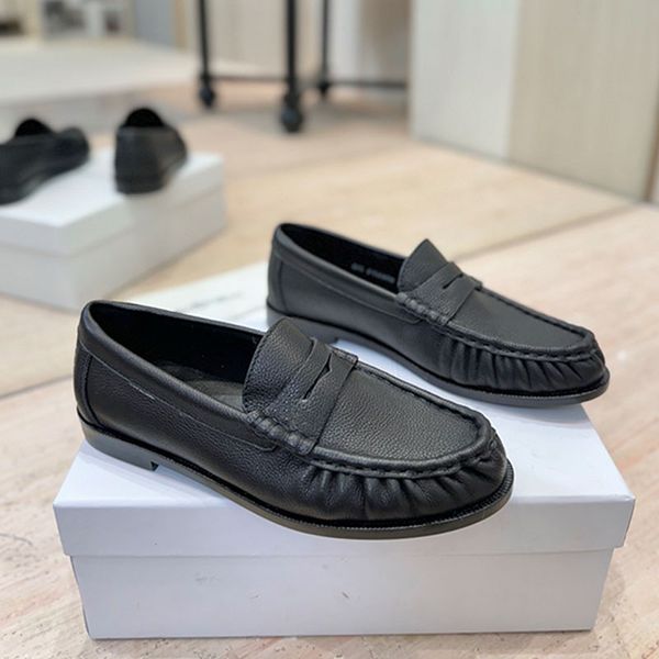 Black Leather Loafers Women's Size 35-46