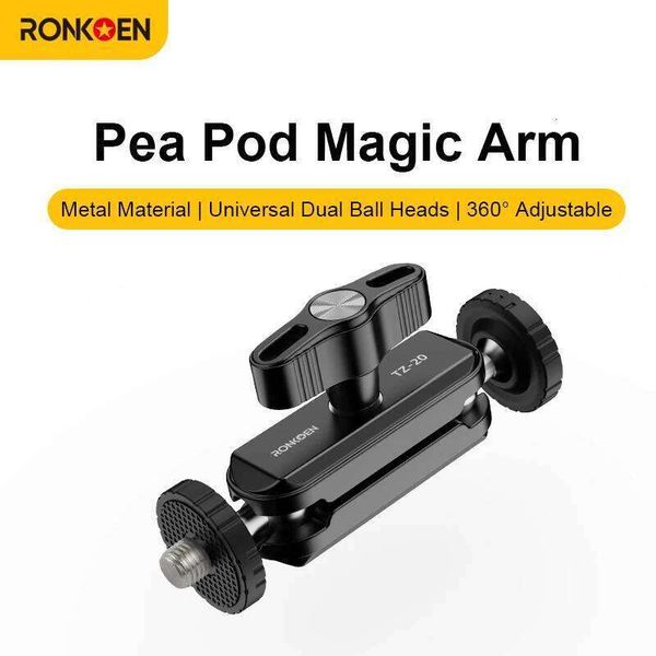 Ronkoen TZ-20 Pea clip with 1/4" Hole Double Ball Head Magic Arm for DSLR Camera Monitor Light Mic Mount