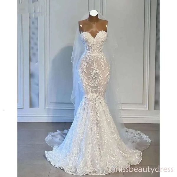 Luxury Mermaid Wedding Dresses Sexy Sweetheart Backless Lace Illusion Scoop Transparent Neck Custom Bridal Gowns vestidos De Novia
