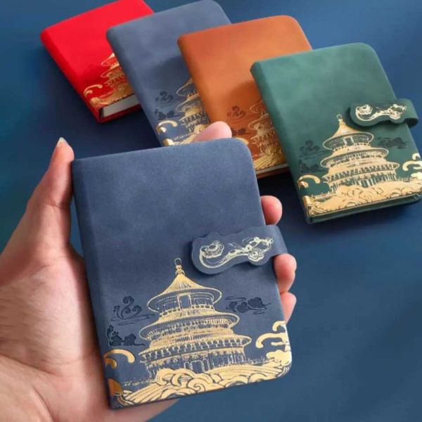 Portable PU Cover Pocket Record Notebook A7 100 Sheets Mini Daily Planner Chinese Style Travelers Journals Agenda Notepad Office L260515