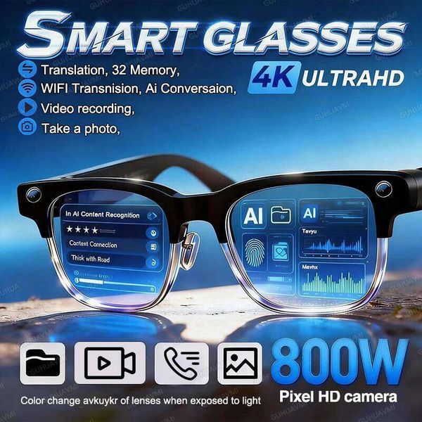 800W Pixel Camera Smart Glasses Men Video Recording AI Photo Recognition Bluetooth Call Voice Translation Sunglasses Man Sunglasses