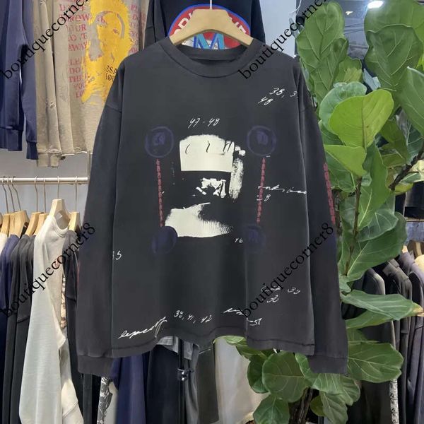Fashion Retro Designer Long Sleeve T-Shirts Black Print T Men's Plus Tees & Polos Y2k Shirts Graphic Size S-Xl