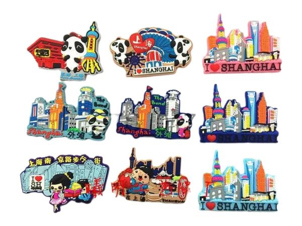 2026 PVC Cartoon Refrigerator Magnets Tourist Souvenir Shanghai Architectural Landscape Fridge Magnet Set Gift Ideas Free Shipping