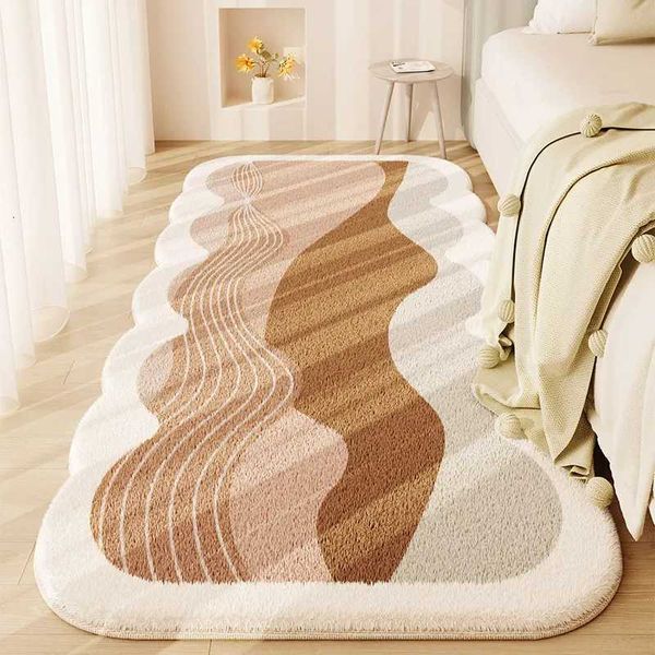 Wabi-sabi Style Carpets for Living Room Cream Bedroom Decor Carpet Abstract Lines Art Rug Soft Irregular Home Plush Floor Mat L260516