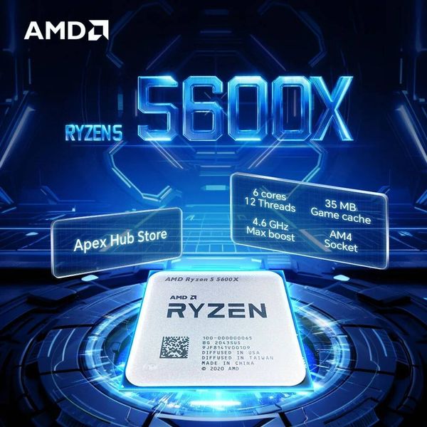 NEW AMD Ryzen 5 5600X AM4 Applicable to B550 37GHz 65W 6-Core 12-Thread 7NM L332M R5 5600X Gaming Processor DDR4 No Fan