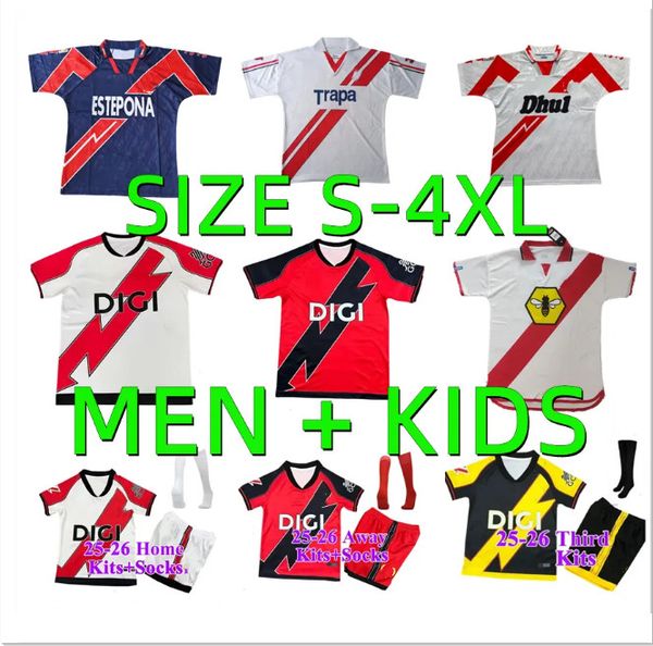 2025 2026 Rayo Vallecano soccer jerseys 94 95 97 98 01 02 Retro 25 26 ISI DE FRUTOS BEBE VALENTIN SANTI COMESANA DIMITRIEVSKI 1994 1995 1996 men kids Kits football shirt