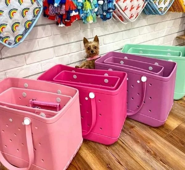 US STOCK Designer Summer Beach EVA Bags Large XL Silicone Tote for Pool Boating Solid Colors Storage Bags Water Proof Shopping Baskets Wholesale 0822