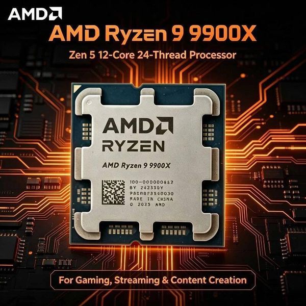 AMD Ryzen 9 9900X 12-Core 24-Thread Zen5 4nm 44GHz 56GHz AM5 48MB L3 Cache 170W DDR5 High End Gaming Desktop CPU Processor