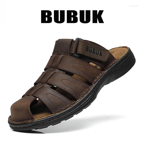 Sandals BUBUK Men's Summer Sports Beach Shoes Non-slip Design Made Of Top Cowhide Suitable For Outdoor Leisure Activities