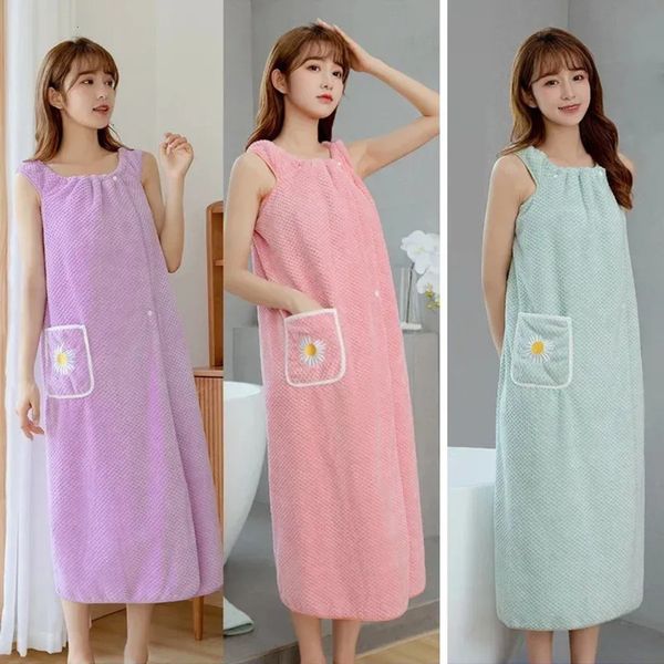 Bath Towel Household Women Wearable Wrap Adults Absorb Water Polyester Dry Hair Skirt Long Style Bathroom Washable Bathrobe 002 001