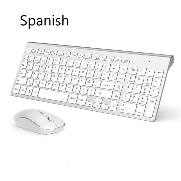 Spanish/Russian Set 2.4G Ultra-Thin Sleek Design for office/travel Full Size Wireless Mouse Keyboard 26Y0518