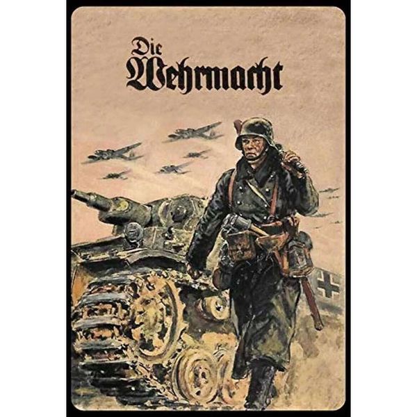 Metal Tin Sign, , Vintage German Soldier Panzer, Retro Indoor-Outdoor Decor, Gift for Home Bar, Pub, Garage 26Y0518