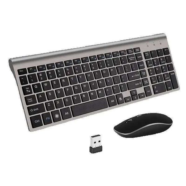 Jomaa Russian Spain Wireless and Combo 2.4G Full Size Silent Button Keyboard Mouse Set for Laptop PC Computer 26Y0518