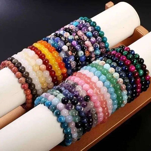 Bracelets Natural Healing Energy Tiger Eye Bracelet Polished 8 MM Crazy Stone Beads Bangle Elastic Pulsera