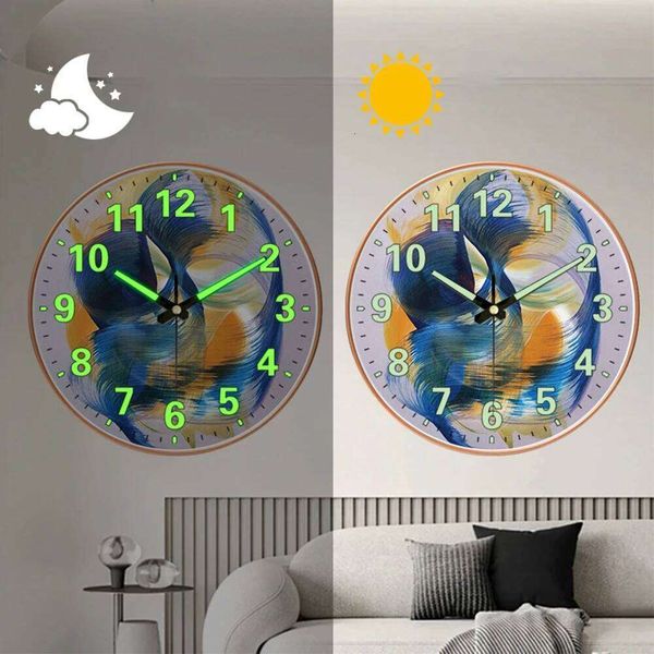 1PC Modern Abstract Abs Frame Luminous Wall Clock Glow In The Dark For Bedroom Living Room Office Decor W260519