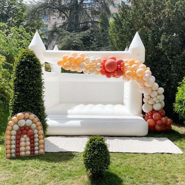 Inflatable Bouncer For Rental Business Free Air Ship To Door Outdoor Activities 13X13ft 4X4m Commercial Bouncer Inflatable Wedding Bouncy Castle White Jump House