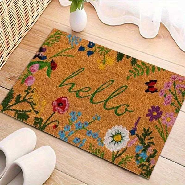 Flower Welcome Courtyard Flannel Carpet Dual-use Floor Mat Laundry Room Mat Bathroom Mat Kitchen Mat Bedroom Mat Door Mat L260519