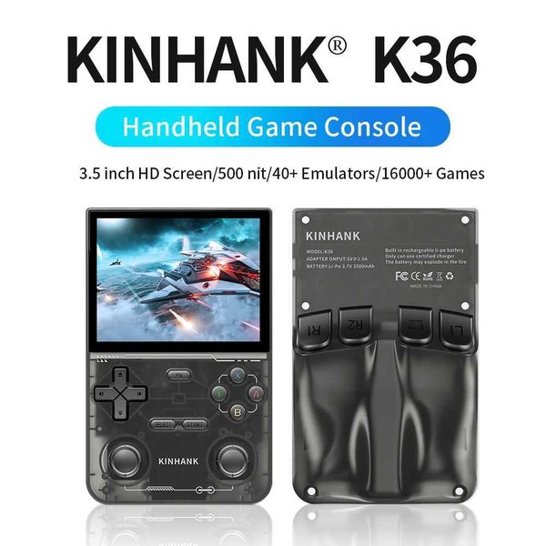 KINHANK Open Source K36 Handheld Game Console 9000 Games Emulator for PS1/PSP/DC/N64/SS 500nit 35 Inch IPS Screen L260519PHX4
