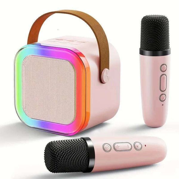 Wireless Speaker RGB Color Lighting Two Microphones Rechargeable Battery For Family Karaoke Parties Birthday Gifts
