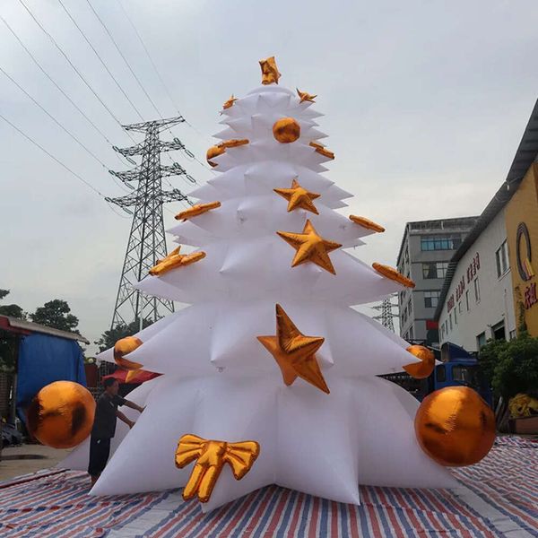 Inflatable Bouncer For Rental Business Fast Air Ship To Door Outdoor Activities Giant White Tree LED Color Lighting Inflatable Tree Balloon For Christmas